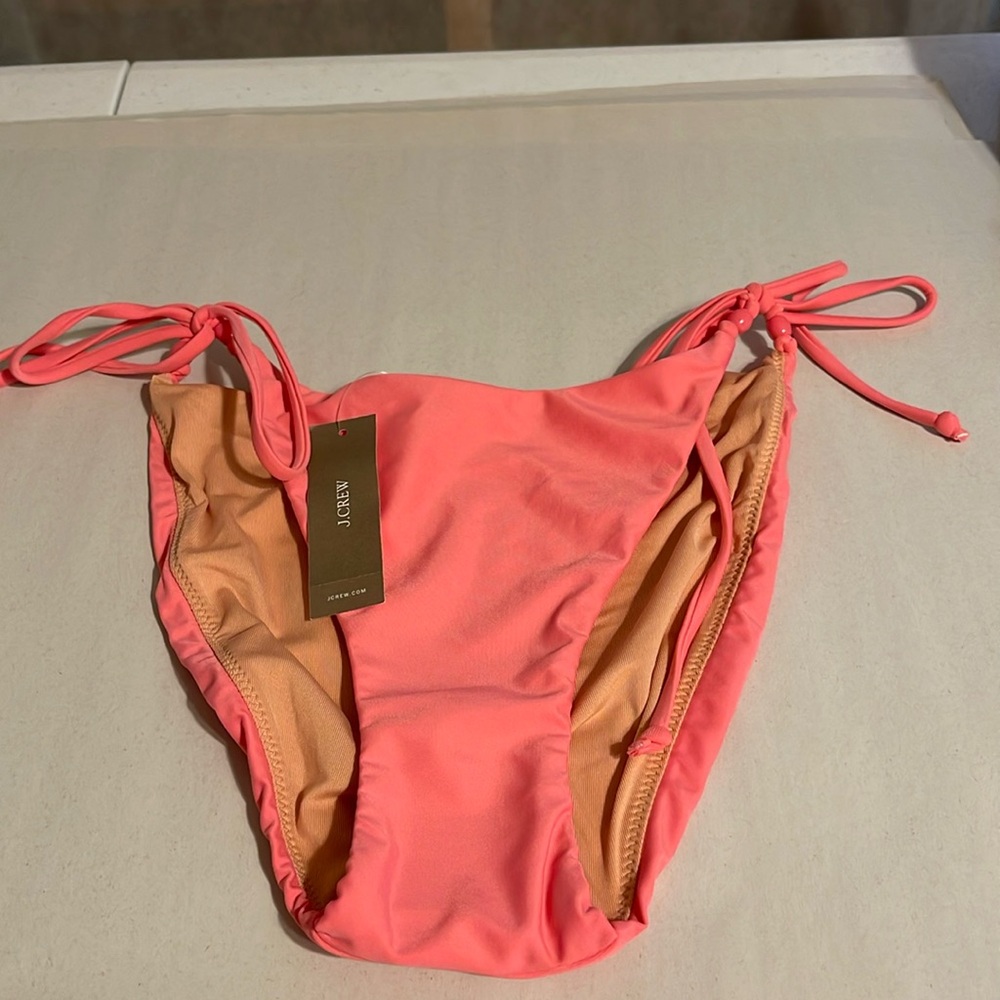 J.Crew NWT coral color string bikini bottom,sz.M